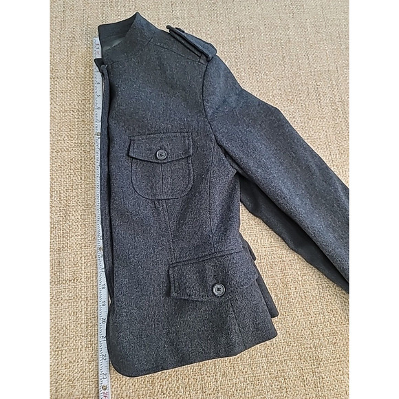Banana Republic Blazer Women‎ Size 2 Gray Wool Blend Military Style Jacket - Picture 8 of 9